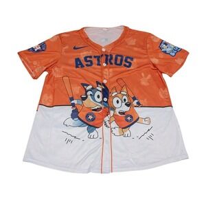 Houston Astros Bluey Baseball Jersey Orange Bluey Characters 2XL